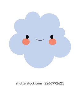 Poster blauer süßer Wolke. Perfekt für Logo-Zeichenbanner für Stoffdruck. Kinderwandkunst Design Vektorgrafik.
