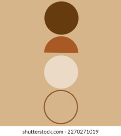 Poster with boho-style figures. Abstract background with a minimalist boho pattern for the design of a modern postcard, art gallery flyer, T-shirt print, etc