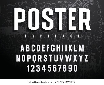 Poster fett gedrucktes, kompaktes Alphabet auf grauem Hintergrund