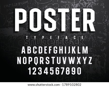 Poster bold compact alphabet on grunge background