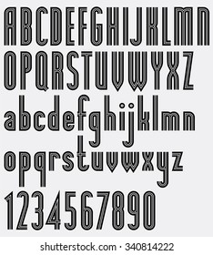 Poster bold massive striped black font and numbers.