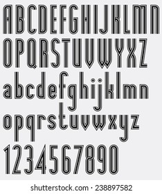 Poster bold striped black font and numbers.