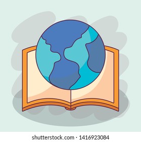 poster of book day international with planet earth