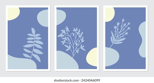 poster botanical wall art vector set. Abstract Plant Art design for wall framed prints, canvas prints, poster, home decor