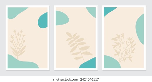 conjunto de vectores de arte mural botánico de afiches. Resumen Diseño de plantas para impresiones enmarcadas en la pared, impresiones de lienzo, afiche, decoración doméstica