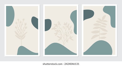 conjunto de vectores de arte mural botánico de afiches. Resumen Diseño de plantas para impresiones enmarcadas en la pared, impresiones de lienzo, afiche, decoración doméstica