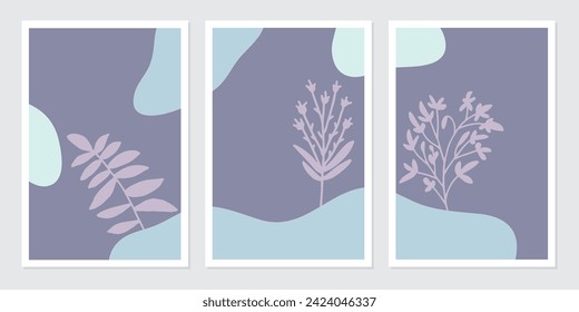 poster botanical wall art vector set. Abstract Plant Art design for wall framed prints, canvas prints, poster, home decor