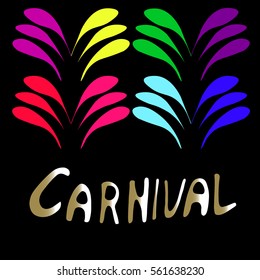 Poster for the Brazilian Carnival, the Venice Carnival, Mardi Gras.  Colorful firework Vector Illustration for festival  posters, party invitations or posters of any kind of celebrations