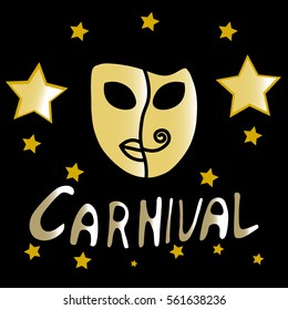 Poster for the Brazilian Carnival, the Venice Carnival, Mardi Gras. Vector Illustration