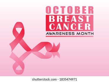 Poster For Breast Cancer Awareness Month October. Pink Ribbon Symbol. Vector illustration