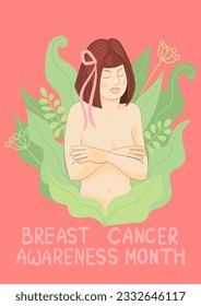 Poster for breast cancer awareness month. Vector