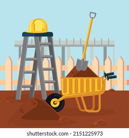 afiche de brillantes iconos de construcción