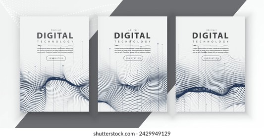 Poster brochure cover banner presentation layout template, technology digital futuristic internet network connection white background, abstract cyber future tech communication, Ai big data science 3d