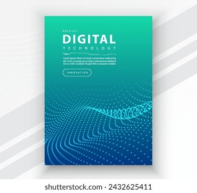 Poster brochure cover banner presentation layout template, Technology digital futuristic internet network connection green blue background, Abstract cyber future tech communication Ai big data science