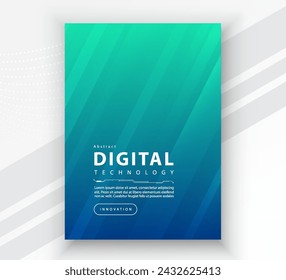 Poster brochure cover banner presentation layout template, Technology digital futuristic internet network connection green blue background, Abstract cyber future tech communication Ai big data science