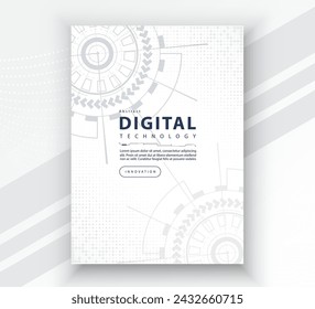 Poster brochure cover banner presentation layout template, technology digital futuristic internet network connection white background, abstract cyber future tech communication, Ai big data science 3d