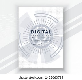 Poster brochure cover banner presentation layout template, technology digital futuristic internet network connection white background, abstract cyber future tech communication, Ai big data science 3d