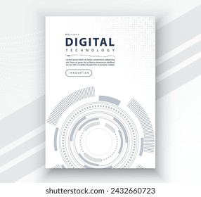 Poster brochure cover banner presentation layout template, technology digital futuristic internet network connection white background, abstract cyber future tech communication, Ai big data science 3d