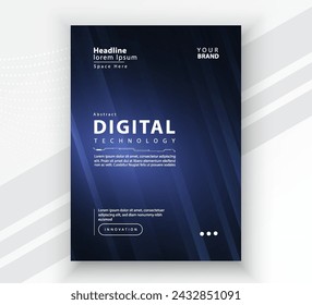 Poster brochure cover banner presentation layout template, Technology digital futuristic internet network connection blue background, Abstract cyber future tech communication, Ai big data science post