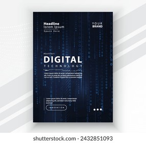 Plantilla de diseño de presentación de banner de portada de folleto de póster, Tecnología digital futurista de conexión de red de Internet de fondo azul, Comunicación tecnológica de futuro cibernético abstracto, Ai big data science post