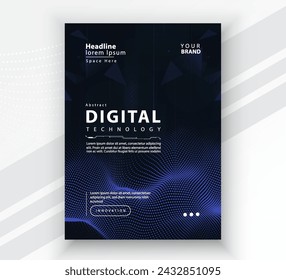 Poster brochure cover banner presentation layout template, Technology digital futuristic internet network connection blue background, Abstract cyber future tech communication, Ai big data science post