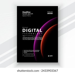 Poster brochure cover banner presentation layout template, Technology digital futuristic internet network connection black background, Abstract cyber future tech communication, Ai big data science 3d