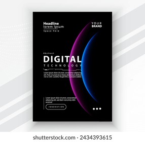 Poster brochure cover banner presentation layout template, Technology digital futuristic internet network connection black background, Abstract cyber future tech communication, Ai big data science 3d