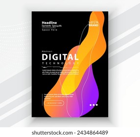 Poster brochure cover banner presentation layout template, Technology digital futuristic internet network connection black background, Abstract cyber future tech communication, Ai big data science 3d