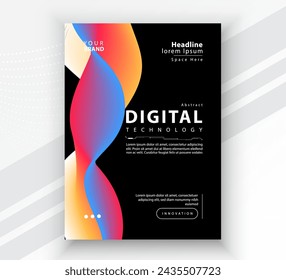 Poster brochure cover banner presentation layout template, Technology digital futuristic internet network connection black background, Abstract cyber future tech communication, Ai big data science 3d