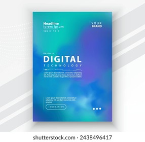 Poster brochure cover banner presentation layout template, Technology digital futuristic internet network connection colorful background, Abstract cyber future tech communication, Ai big data science