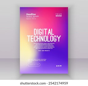 Modelo de layout de apresentação de banner da capa do folheto do cartaz, tecnologia de rede de internet futurista azul rosa roxo gradiente fundo, tecnologia de futuro cibernético abstrato, Ai big data business vetor