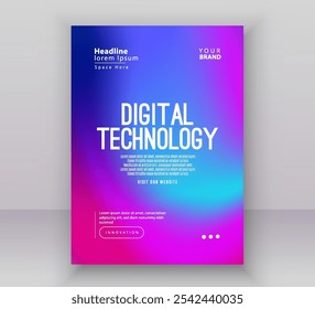 Modelo de layout de apresentação de banner de capa de brochura de cartaz, tecnologia digital futurista internet rede azul roxo gradiente fundo, tecnologia cibernética abstrata futuro, Ai big data business vetor