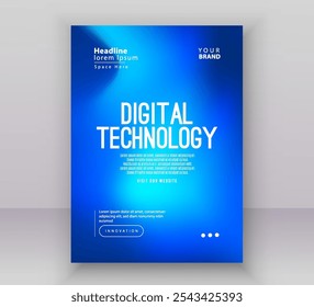 Modelo de layout de apresentação de banner de capa de brochura de cartaz, tecnologia digital futurista internet rede verde fundo gradiente azul, tecnologia abstrata cyber future, Ai big data business flyer vetor