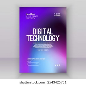 Modelo de layout de apresentação de banner de capa de brochura de cartaz, tecnologia digital futurista internet rede azul roxo gradiente fundo, tecnologia cibernética abstrata futuro, Ai big data business vetor
