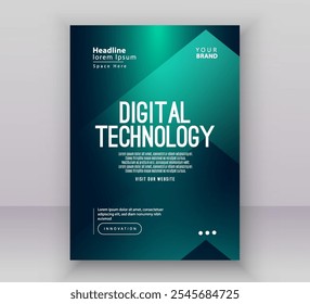 Modelo de layout de apresentação de banner de capa de brochura de cartaz, tecnologia digital futurista internet rede verde fundo gradiente azul, tecnologia abstrata cyber future, Ai big data business flyer vetor