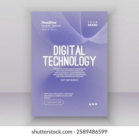 Poster brochure cover banner presentation layout template, Technology digital futuristic internet network connection blue background, Abstract cyber future tech communication big data science