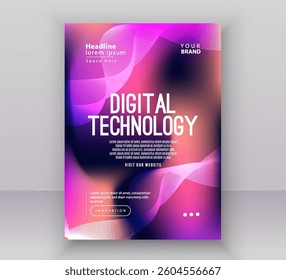 Poster brochure cover banner presentation layout template, Technology digital futuristic internet network connection green blue background, Abstract cyber future tech communication big data science