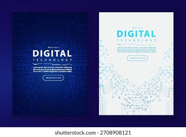 Plantilla de diseño de presentación de Anuncio de portada de folleto de póster, Tecnología digital futurista red de Internet fondo azul blanco degradado, tecnología de futuro cibernético Abstractas, Vector de volante de negocios de big data de Ai