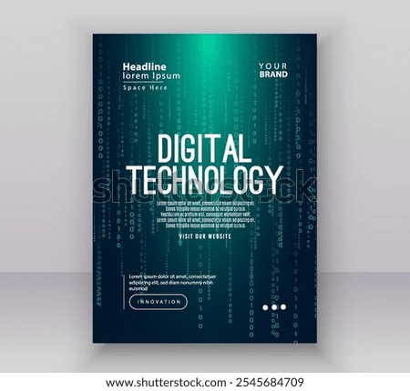Poster brochure cover banner presentation layout template, Technology digital futuristic internet network green blue gradient background, Abstract cyber future tech, Ai big data business flyer vector