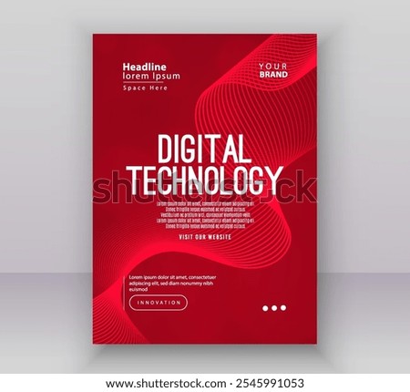 Poster brochure cover banner presentation layout template, Technology digital futuristic internet network red gradient background, Abstract cyber future tech, Ai big data business flyer annual vector