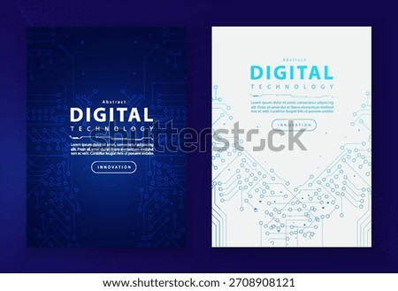 Poster brochure cover banner presentation layout template, Technology digital futuristic internet network blue white gradient background, Abstract cyber future tech, Ai big data business flyer vector