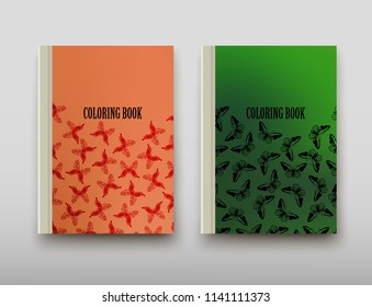 Poster brochure flyer design coloring template vector, Leaflet cover presentation abstract geometric background, layout in A4 size shadow