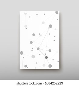 Poster brochure flyer design template vector, DNA abstract geometric background, layout in A4 size shadow