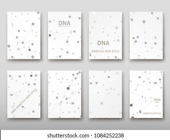 Poster brochure flyer design template vector, DNA abstract geometric background, layout in A4 size shadow