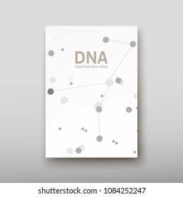 Poster brochure flyer design template vector, DNA abstract geometric background, layout in A4 size shadow