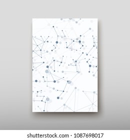 Poster brochure flyer design template vector, DNA abstract geometric background, layout in A4 size shadow