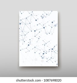 Poster brochure flyer design template vector, DNA abstract geometric background, layout in A4 size shadow