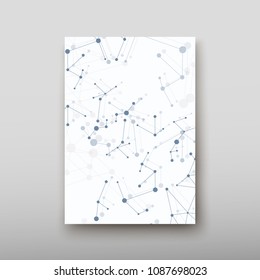 Poster brochure flyer design template vector, DNA abstract geometric background, layout in A4 size shadow