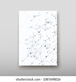 Poster brochure flyer design template vector, DNA abstract geometric background, layout in A4 size shadow