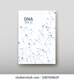 Poster brochure flyer design template vector, DNA abstract geometric background, layout in A4 size shadow